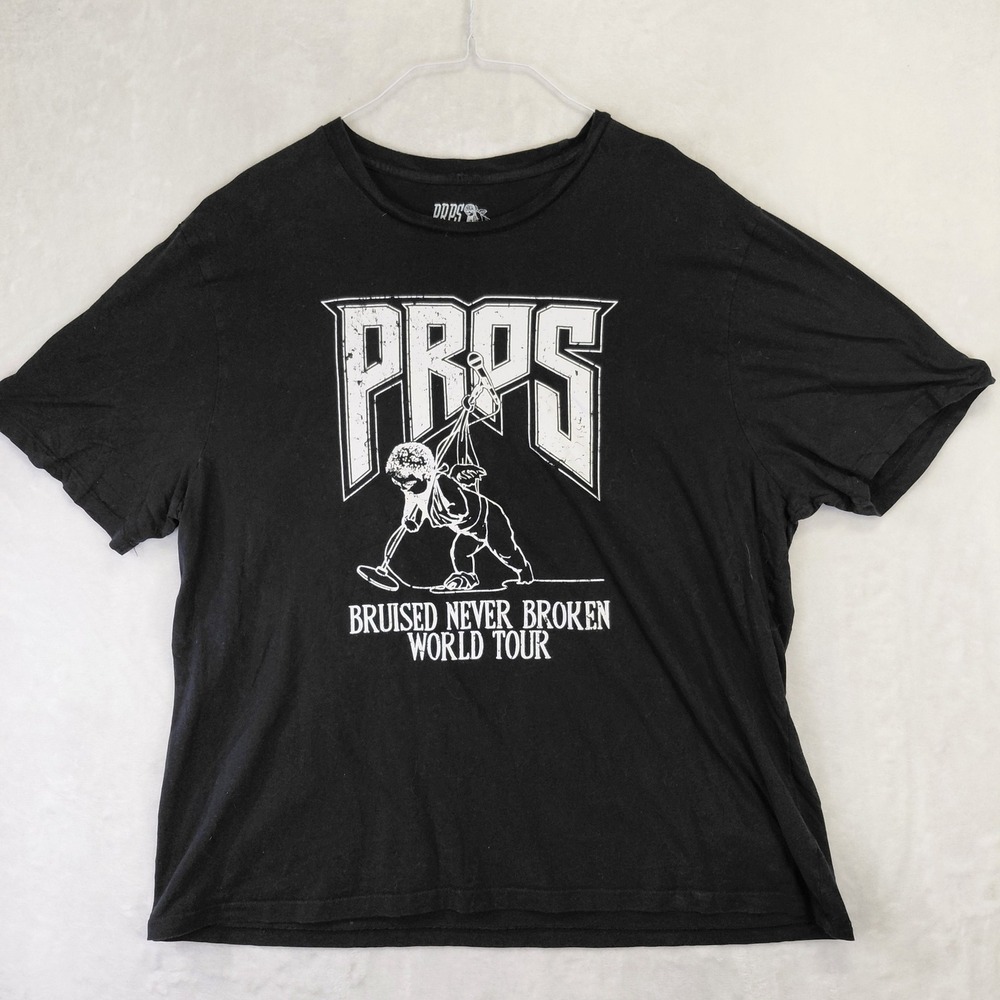 PRPS Goods & Co Mens 3XL Black Bruised Never Broken World Tour Graphic T-Shirt